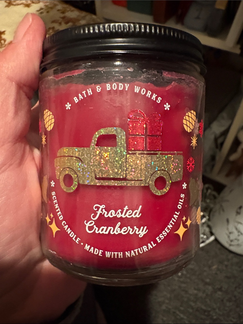 Bath & Body Works Frosted Cranberry Holiday Candle - Red